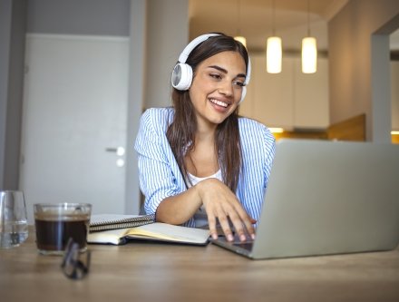 Student at home with laptop